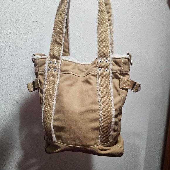 Vintage y2k roxy tan sherpa rectangular shoulder purse - Picture 6 of 8